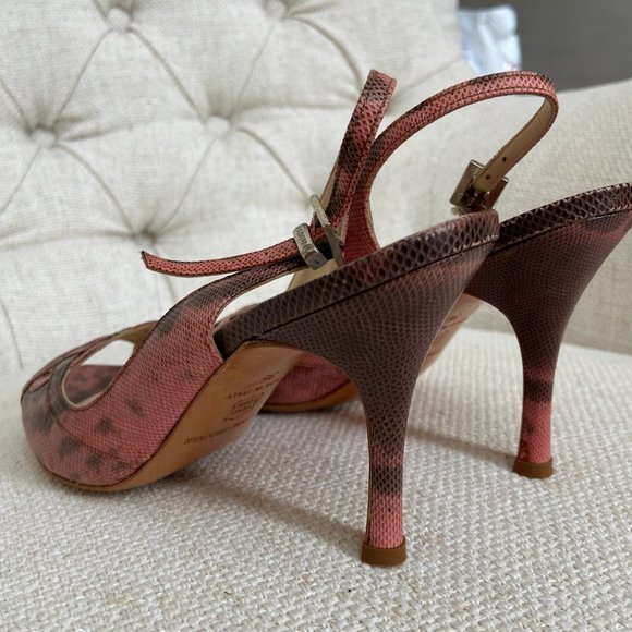 Snakeskin Heels Vintage Leather Pink Stilettos Italian Size 6 36 Luciano Padovan - Picture 4 of 12